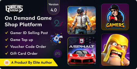 دانلود اسکریپت Gamers Arena اسکریپت فروشگاه آنلاین بازی دیجیتال، شارژ بازی و فروش آیدی بازی