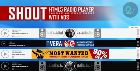 اسکریپت پلیر رادیویی با پشتیبانی تبلیغات SHOUT به صورت HTML5